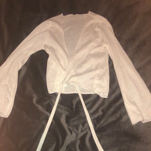 FINAL PRICE - White/Cream knit tie crop top